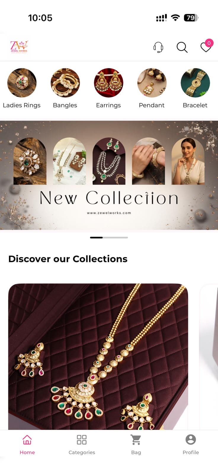 Branded client e-commerce app — home